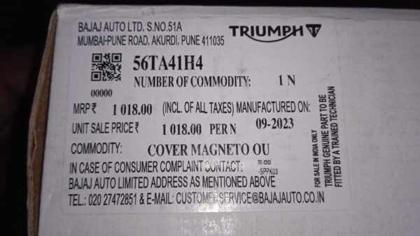 COVER MAGNETO OUTER TA541201 RVN BLK TRIUMPH -56TA41H4