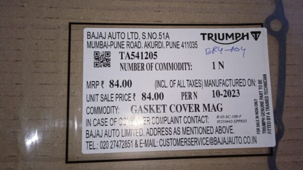 GASKET COVER MAGNETO TRIUMPH -TA541205