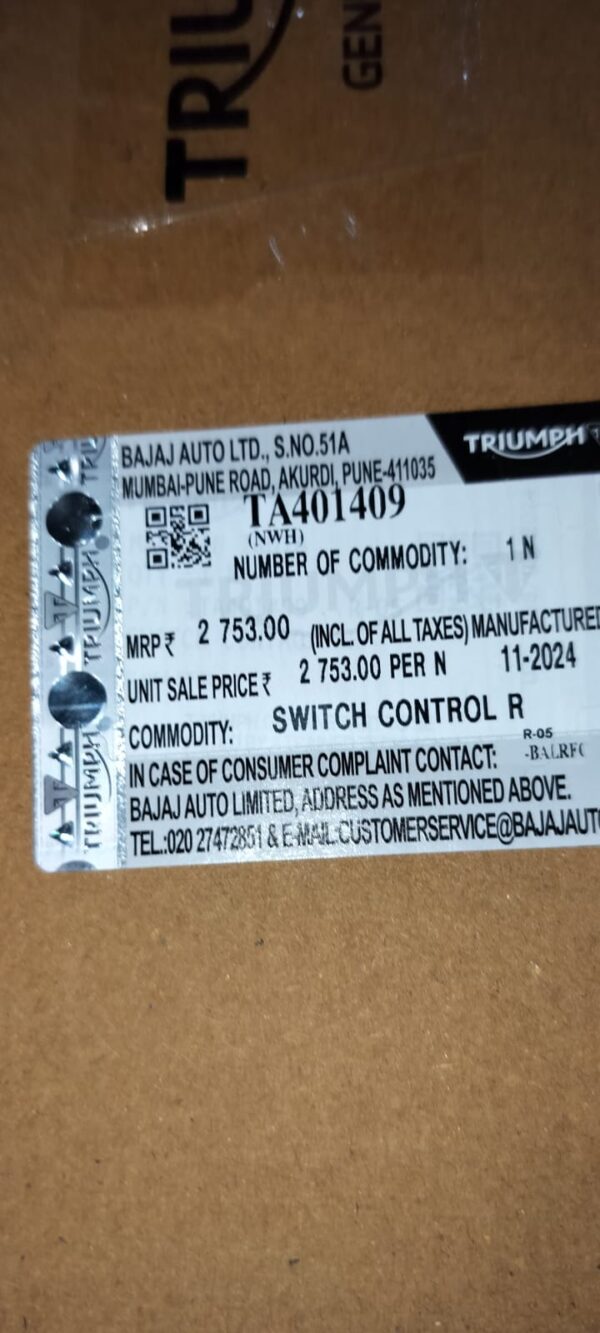 SWITCH CONTROL RH -TA401409