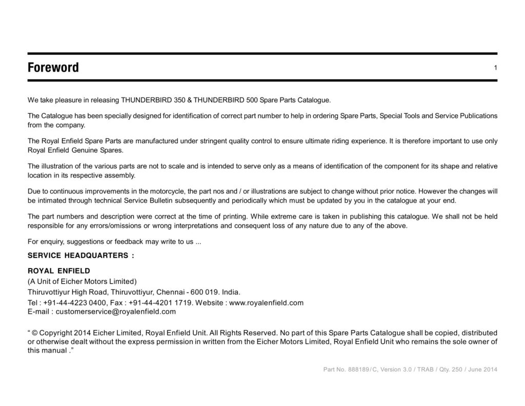 THUNDERBIRD 350 & 500 BS4 CATALOGUE